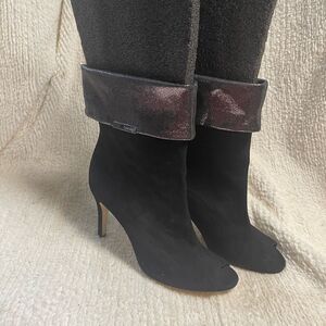 Calvin Klein versatile ankle Black faux suede Peep-Toe Ankle Boots SZ11